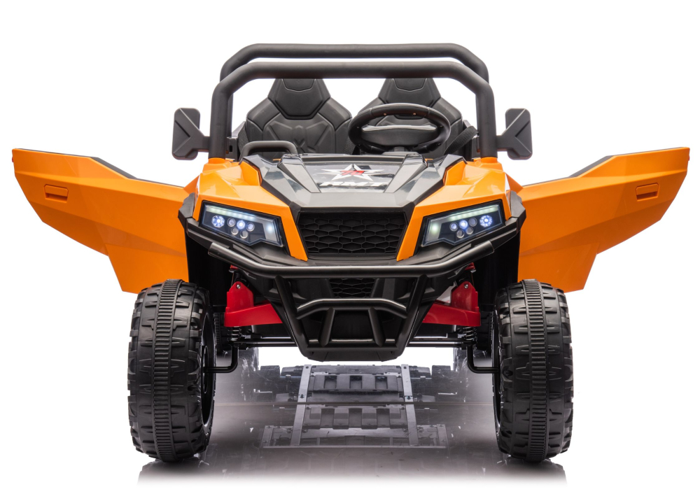 Masinuta electrica 6 roti XB-1038A 4x4 Off-Road pentru copii, 24V 7Ah, 4 motoare 200W, telecomanda, roti EVA, scaun piele, PORTOCALIU, 3-8 ani [6]