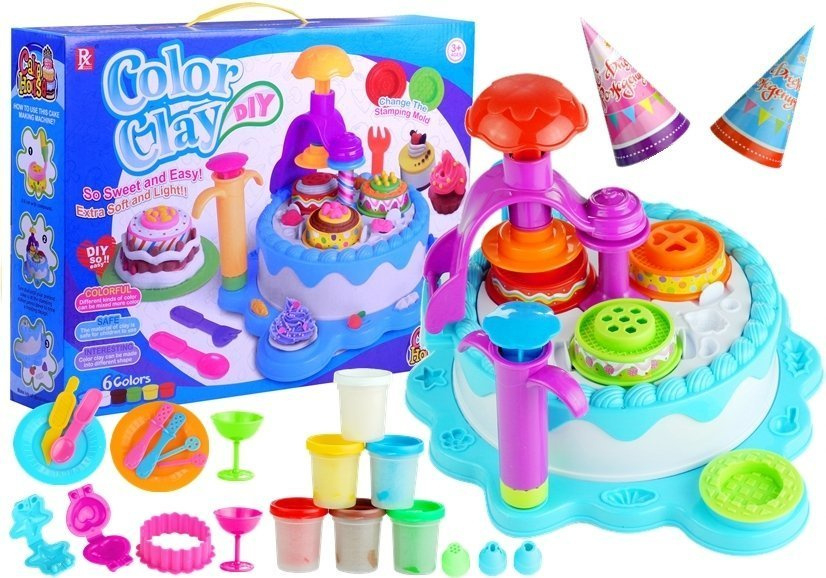 Set creativ copii tort zi de nastere DIY lut colorat accesorii incluse [2]