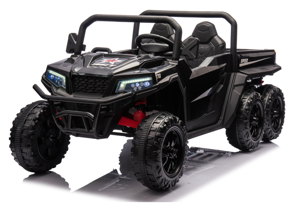 Masinuta electrica 6 roti XB-1038A 4x4 Off-Road pentru copii, 24V 7Ah, 4 motoare 200W, telecomanda, roti EVA, scaun piele, NEGRU, 3-8 ani [2]