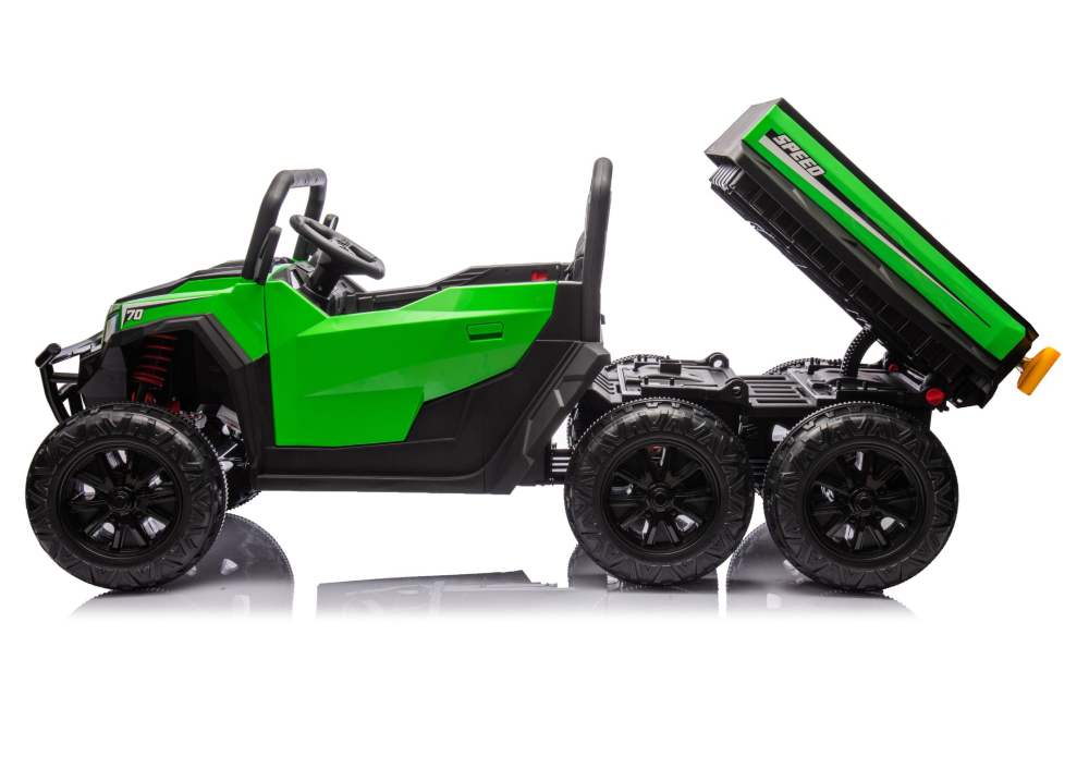 Masinuta electrica Buggy XB-1038A, 6 roti, 24V 7Ah, 4 motoare 200W, scaun piele, telecomanda, Verde, 3-8 ani [9]