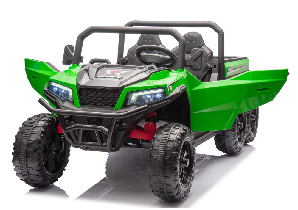 Masinuta electrica Buggy XB-1038A, 6 roti, 24V 7Ah, 4 motoare 200W, scaun piele, telecomanda, Verde, 3-8 ani [6]