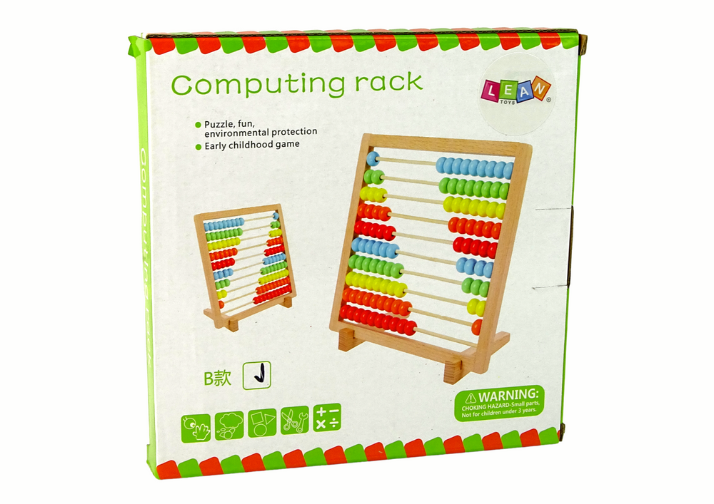 Abac din lemn cu bile colorate, 10 randuri (100 bile), pliabil, 20.5 cm (3+ ani) [3]