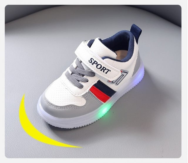 Adidasi albi cu GRI, ROSU si bleumarine cu luminite [4]
