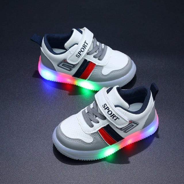 Adidasi albi cu GRI, ROSU si bleumarine cu luminite [1]