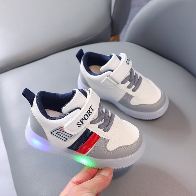 Adidasi albi cu GRI, ROSU si bleumarine cu luminite [3]