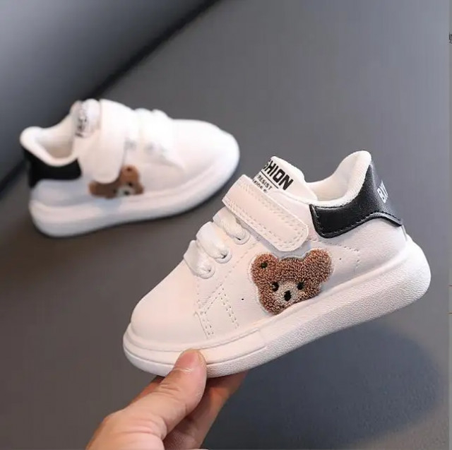 Adidasi albi cu insertie neagra - Teddy [1]