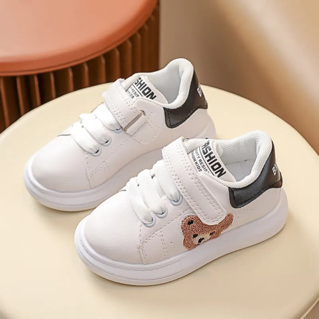 Adidasi albi cu insertie neagra - Teddy [3]