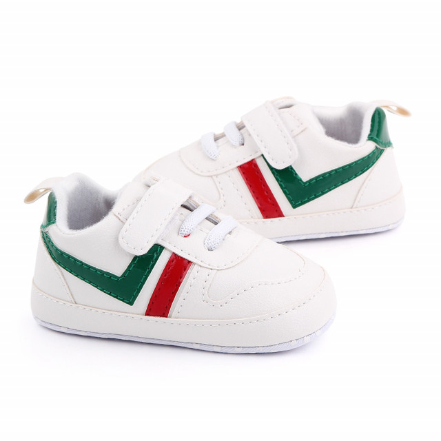 Adidasi albi cu insertie rosie si verde [4]