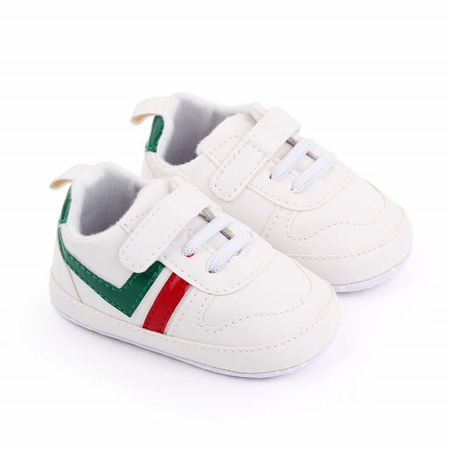 Adidasi albi cu insertie rosie si verde [6]