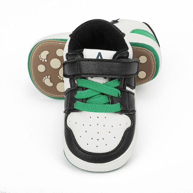 Adidasi albi cu negru si verde - Smart [5]