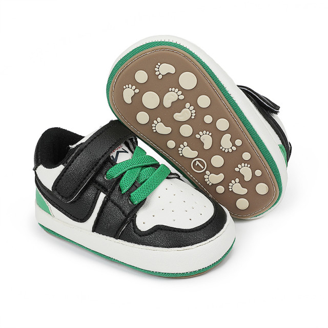 Adidasi albi cu negru si verde - Smart [4]
