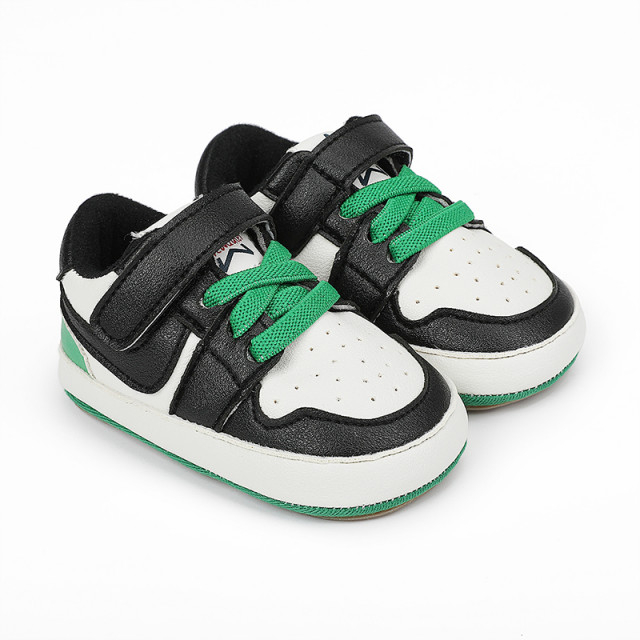 Adidasi albi cu negru si verde - Smart [3]