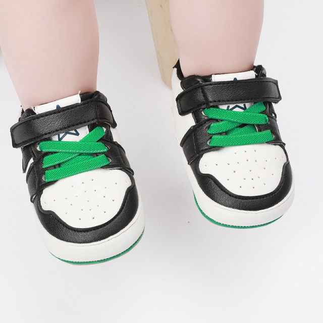 Adidasi albi cu negru si verde - Smart [11]