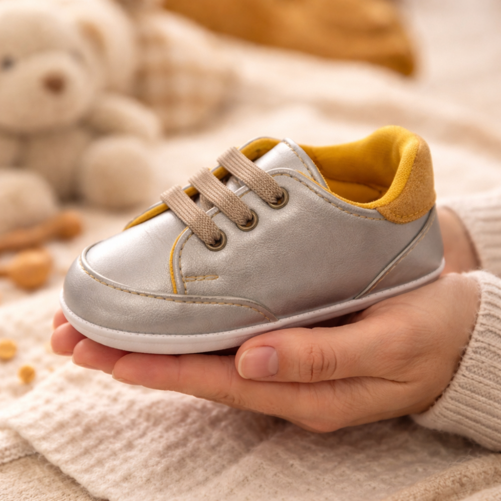 Adidasi bebe cu sireturi silver - Pattini [5]