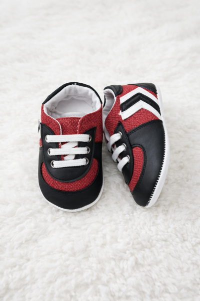 Adidasi bebe unisex Pattini NEGRU cu rosu comozi si flexibili [2]