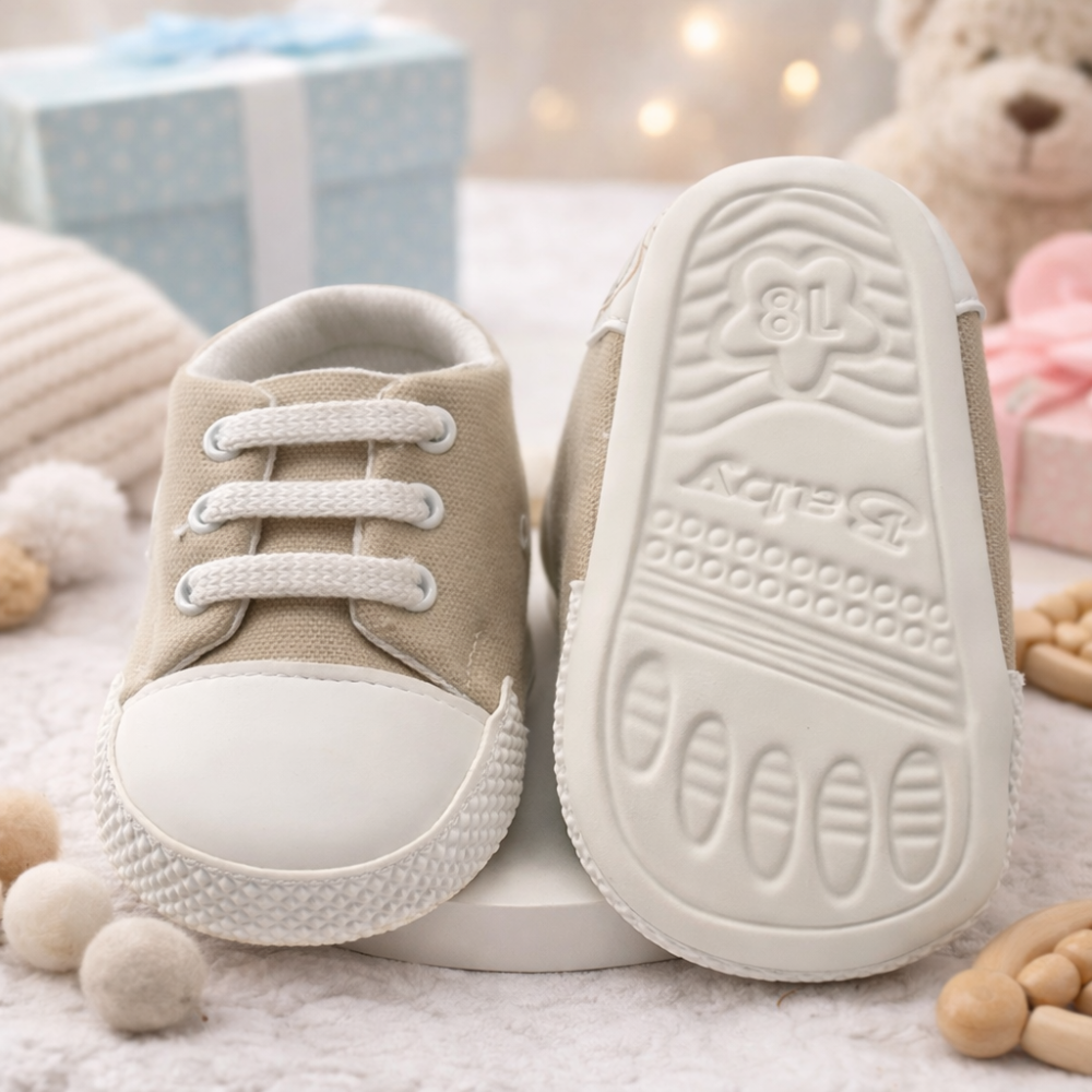 Adidasi bebelusi LEONCINO bej cu sireturi [2]