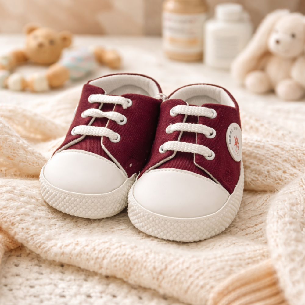 Adidasi bebelusi LEONCINO visiniu cu sireturi [5]