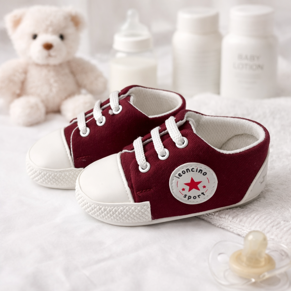 Adidasi bebelusi LEONCINO visiniu cu sireturi [2]