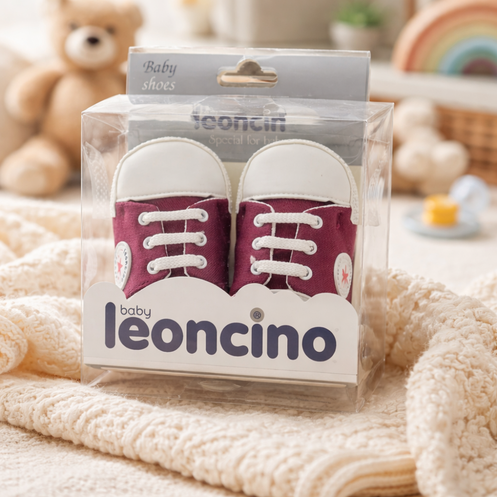 Adidasi bebelusi LEONCINO visiniu cu sireturi [4]