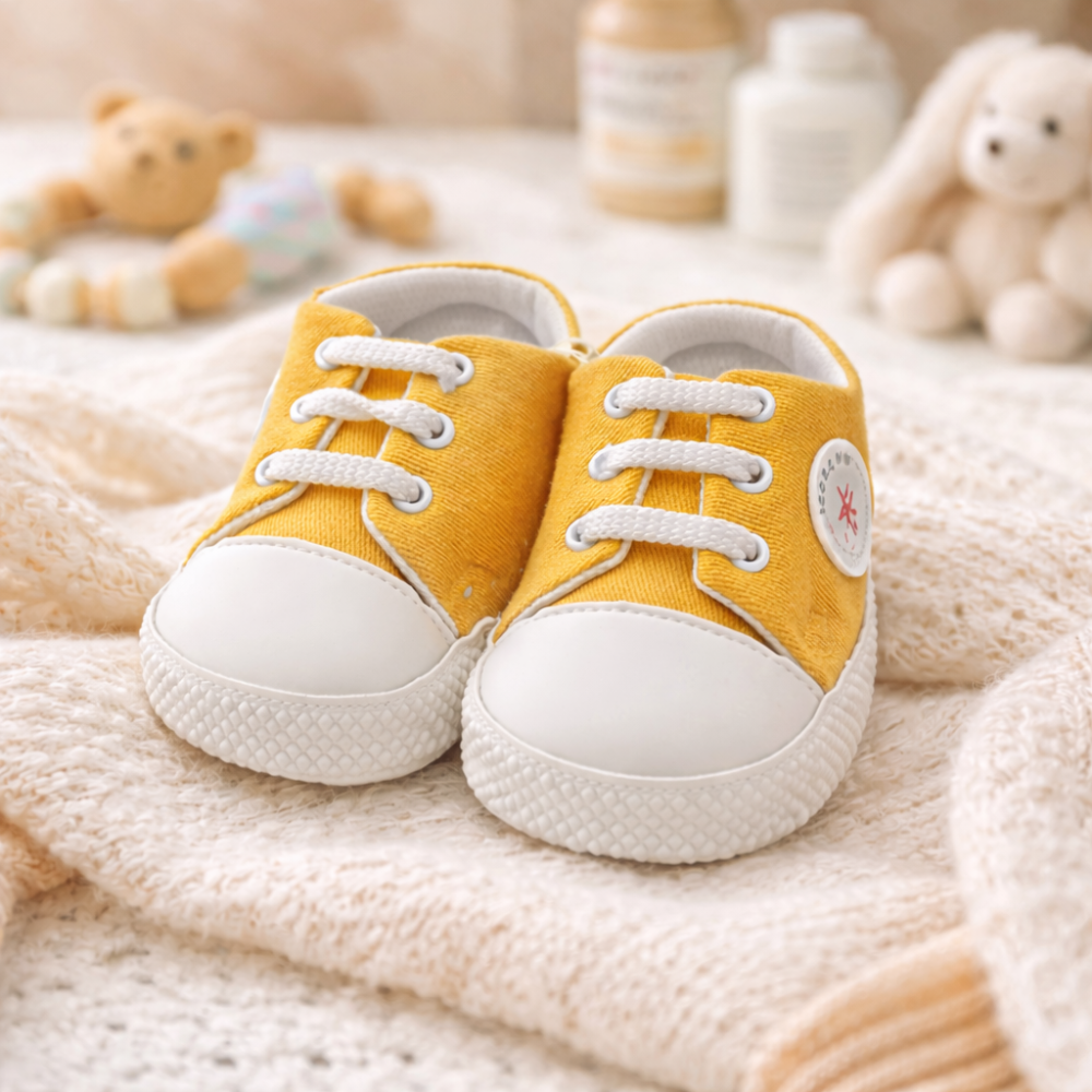 Adidasi bebelusi LEONCINO galben cu sireturi [2]