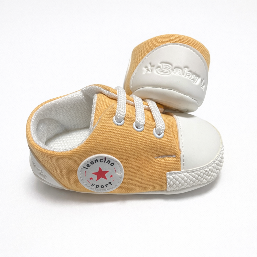 Adidasi bebelusi LEONCINO galben cu sireturi [3]
