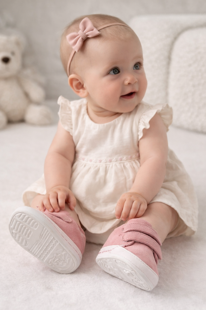 Adidasi bebelusi roz cu scai, talpa moale, leoncino [5]