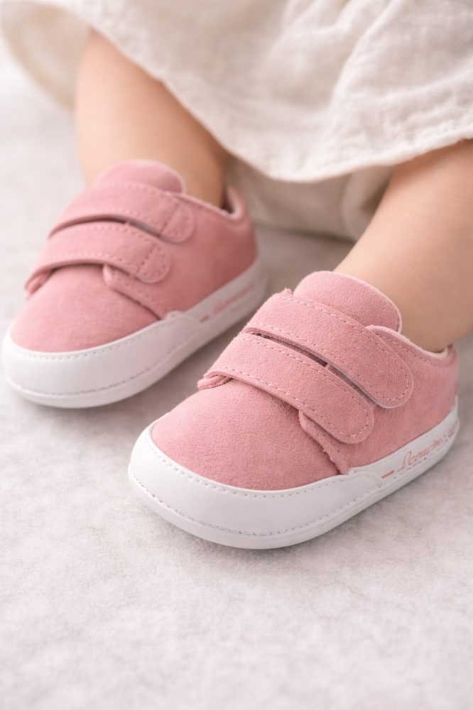 Adidasi bebelusi roz cu scai, talpa moale, leoncino [2]