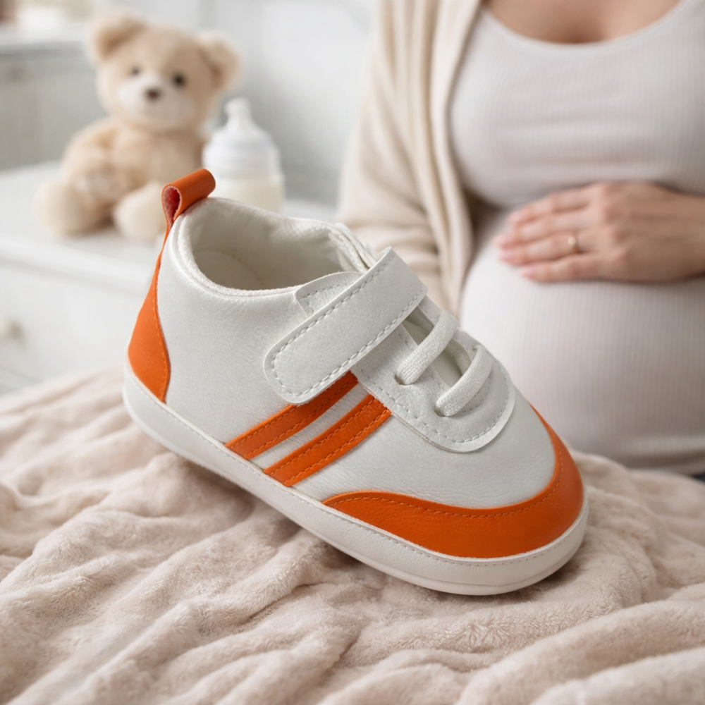 Adidasi BEBLUX alb portocaliu pentru bebelusi [4]
