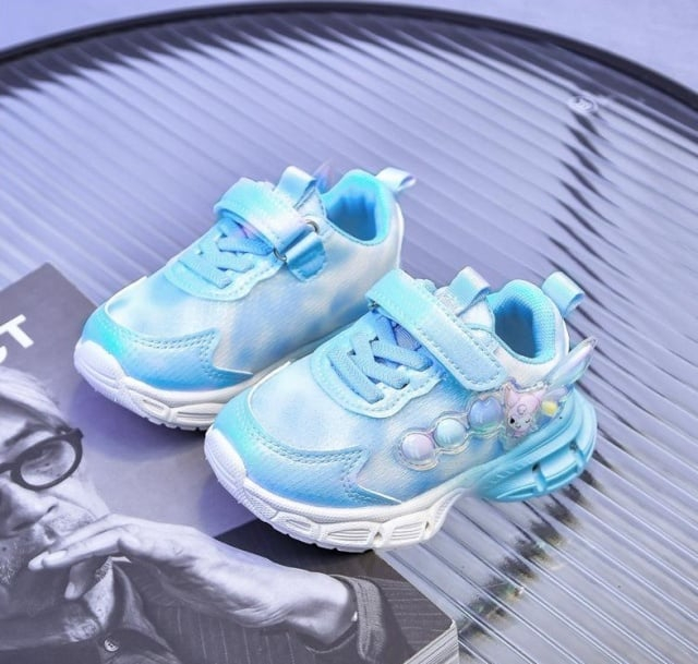 Adidasi bleu cu sidef ALB si luminite - Lolly [5]