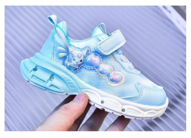 Adidasi bleu cu sidef ALB si luminite - Lolly [6]