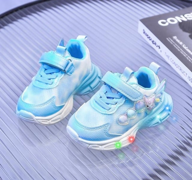 Adidasi bleu cu sidef ALB si luminite - Lolly [3]