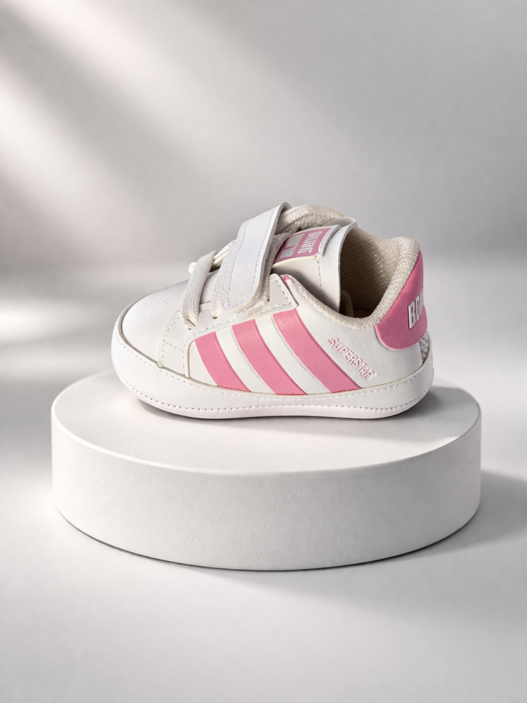 Adidasi BOAC pentru bebelusi roz cu sireturi si scai [2]