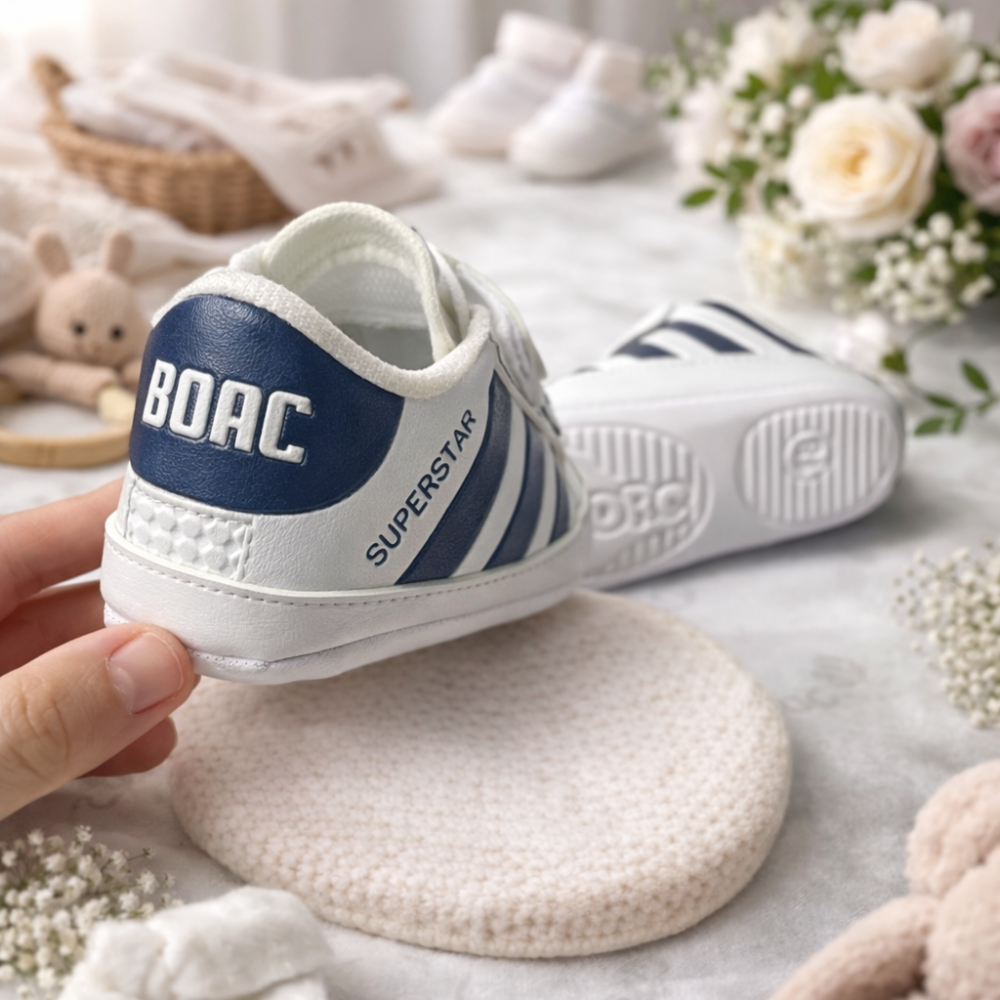 Adidasi BOAC pentru bebelusi negri cu sireturi si scai [2]