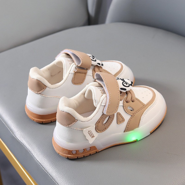 Adidasi CREM cu ALB cu luminite - Panda [3]
