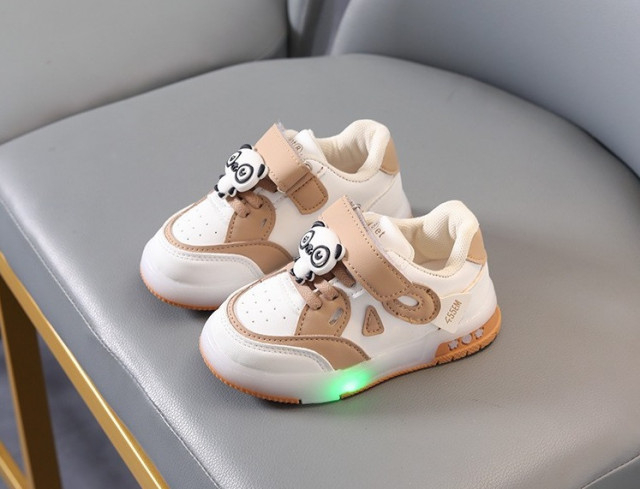 Adidasi CREM cu ALB cu luminite - Panda [4]