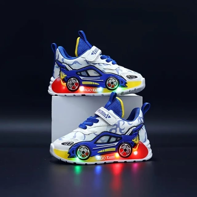 Adidasi cu luminite pentru baietei - Masinuta albastra [1]