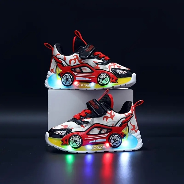 Adidasi cu luminite pentru baietei - Masinuta rosie [2]