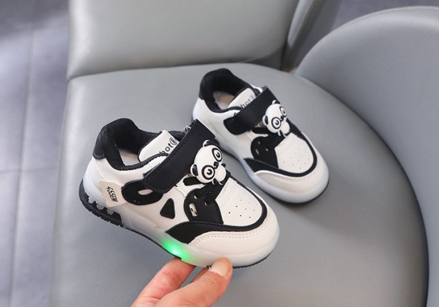 Adidasi NEGRU cu ALB cu luminite - Panda [5]