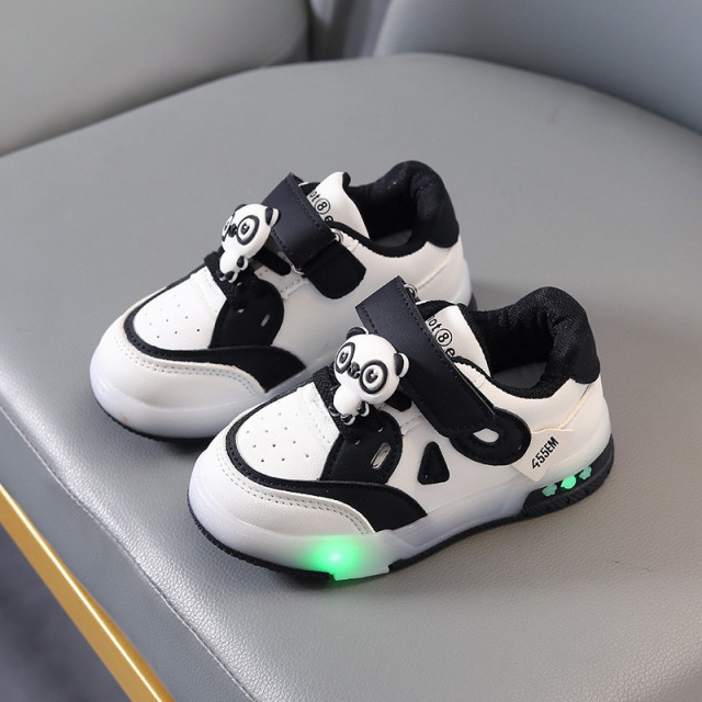 Adidasi NEGRU cu ALB cu luminite - Panda [3]