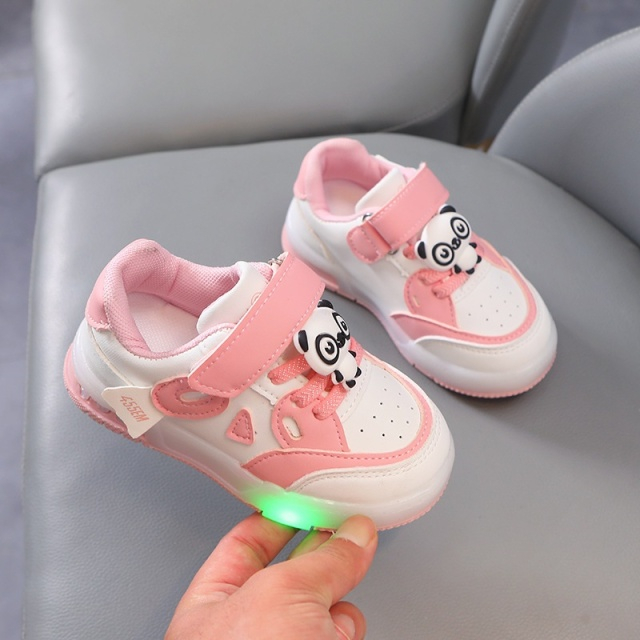 Adidasi ROZ cu ALB cu luminite - Panda [4]