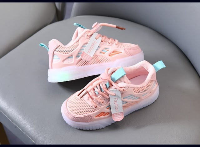 Adidasi ROZ cu dungi colorate si luminite [3]