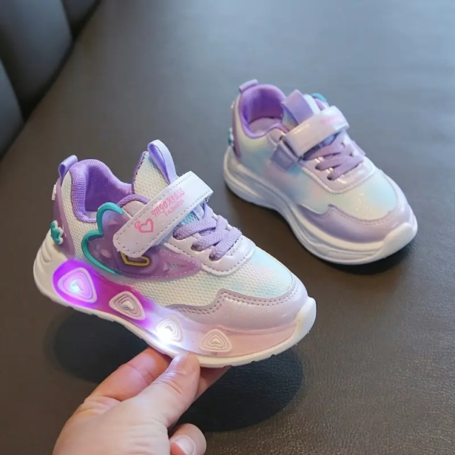 Adidasi sidefati cu luminite - Purple hearts [6]