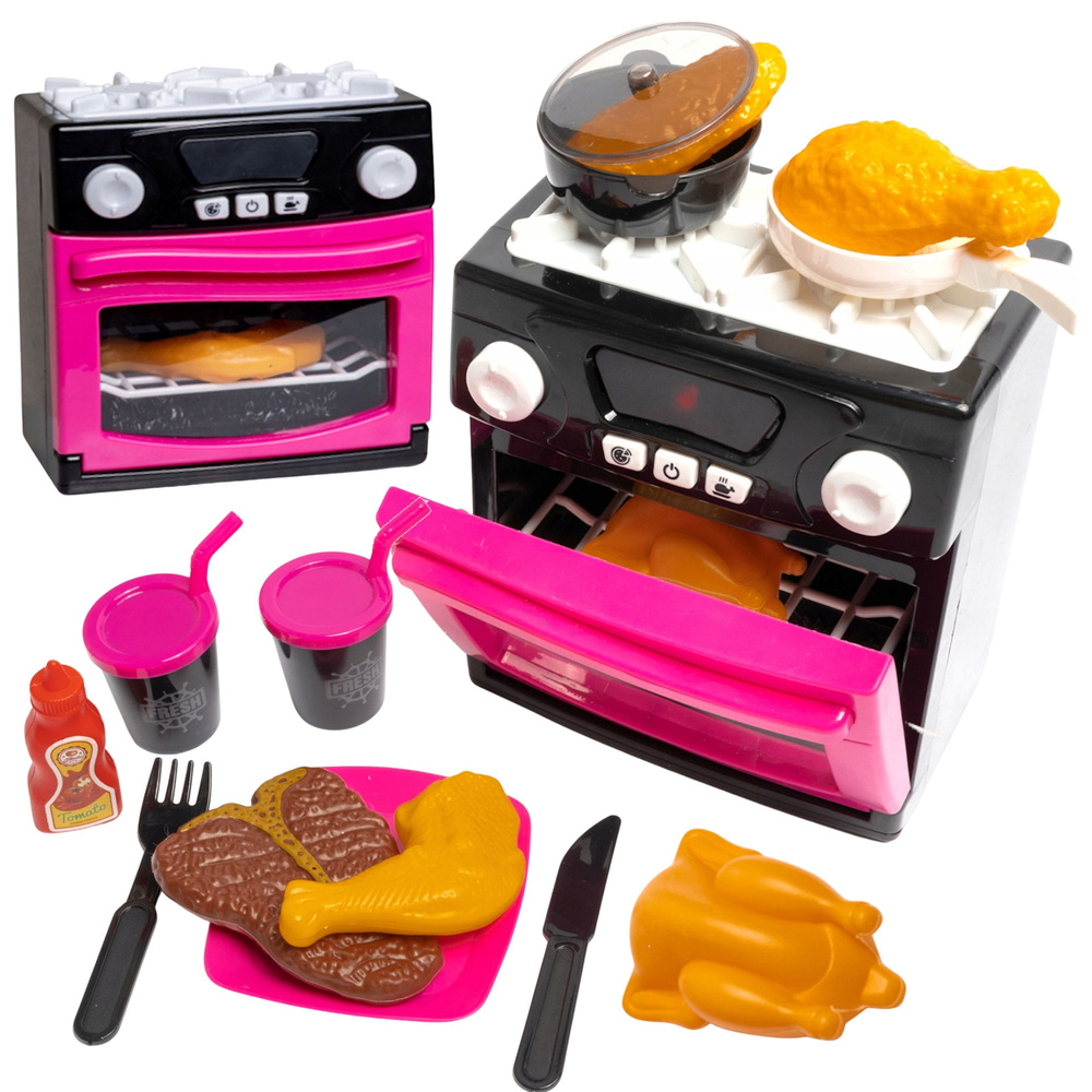 Aragaz de Jucarie cu Cuptor, Accesorii, Lumini si Sunete, Roz [5]