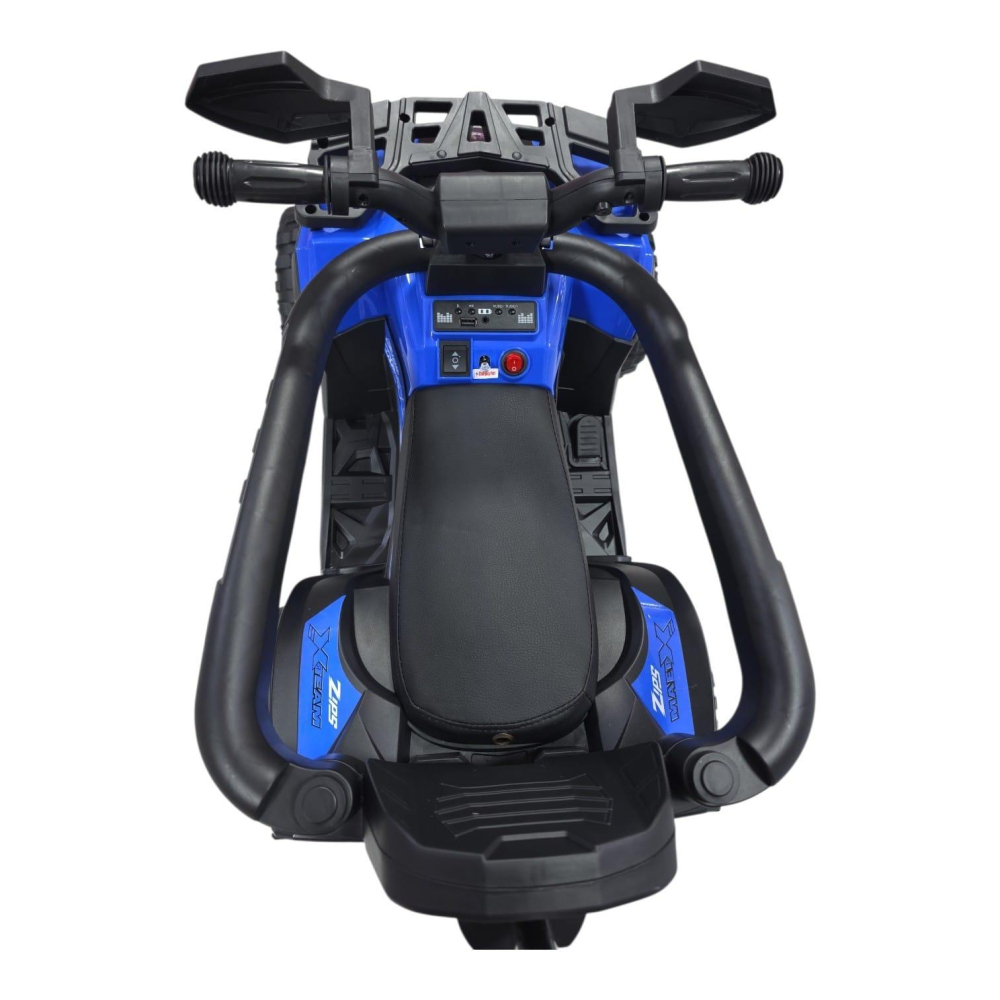 ATV electric copii 3 in 1, cu maner parental, baterie 6V 4,5Ah, bare laterale detasabile, muzica si lumini, albastru, 1-4 ani [4]
