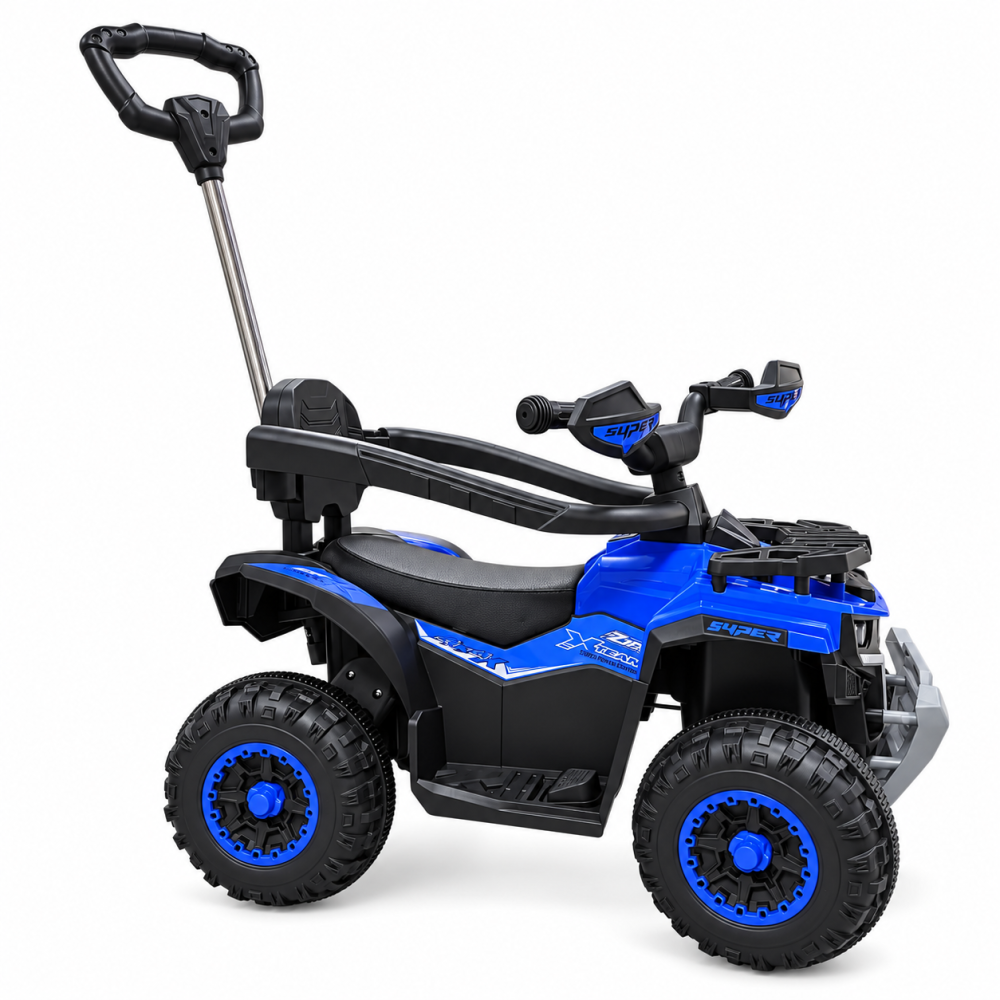 ATV electric copii 3 in 1, cu maner parental, baterie 6V 4,5Ah, bare laterale detasabile, muzica si lumini, albastru, 1-4 ani [8]