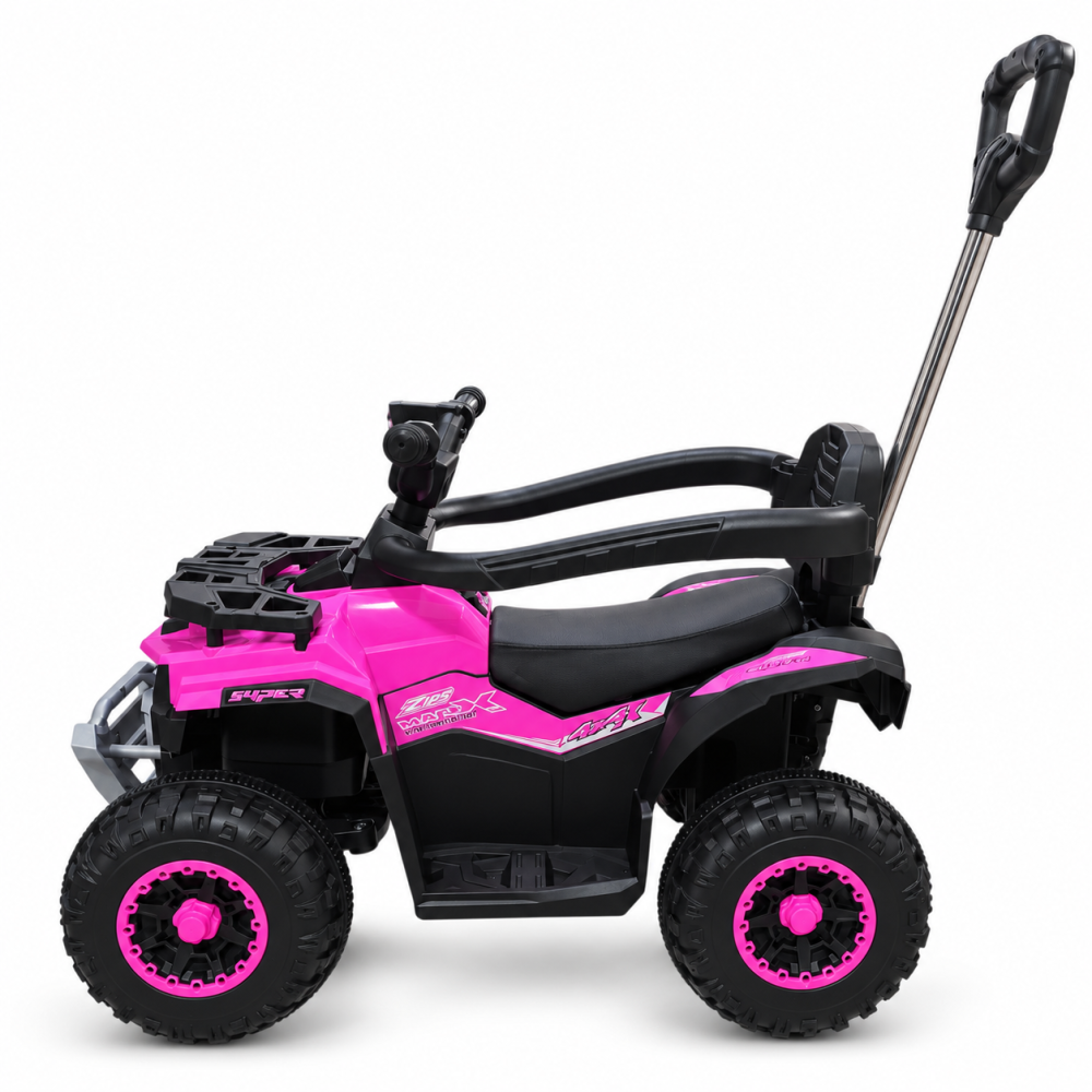 ATV electric copii 3 in 1, cu maner parental, baterie 6V 4,5Ah, bare laterale detasabile, muzica si lumini, roz, 1-4 ani [6]
