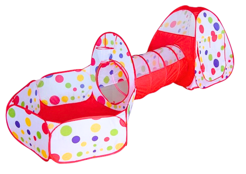 teren-joaca-copii-3in1-cort-iglu-tunel-piscina-cos-rosu-Bebelul [2]