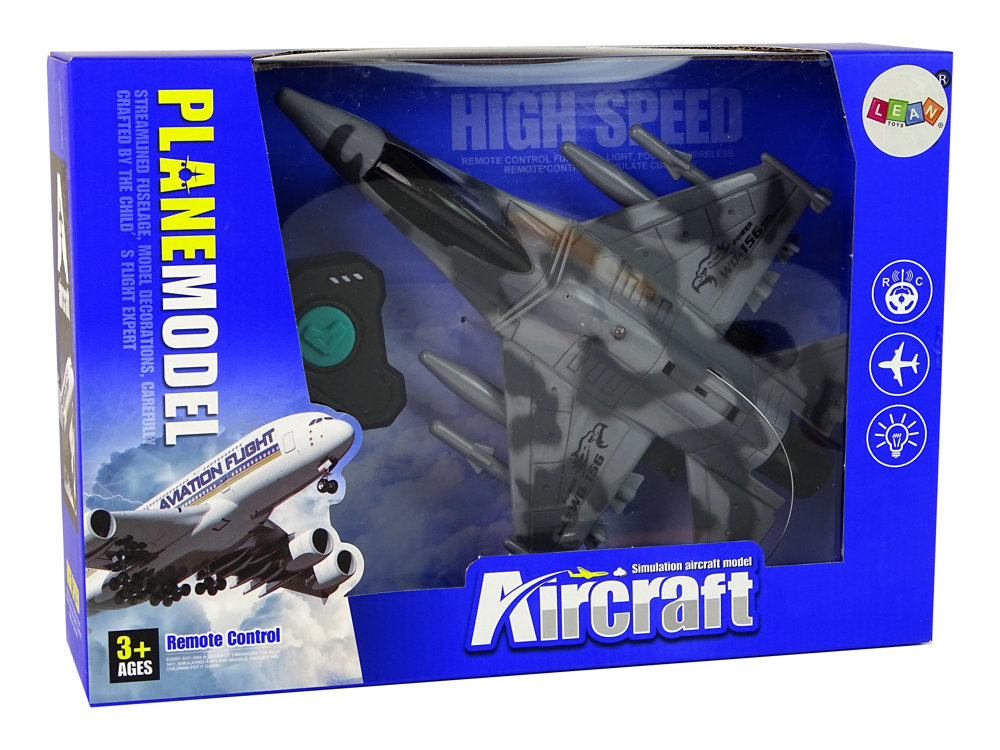Avion cu telecomanda Military Jet Fighter gri cu lumini, 3 ani+ [7]
