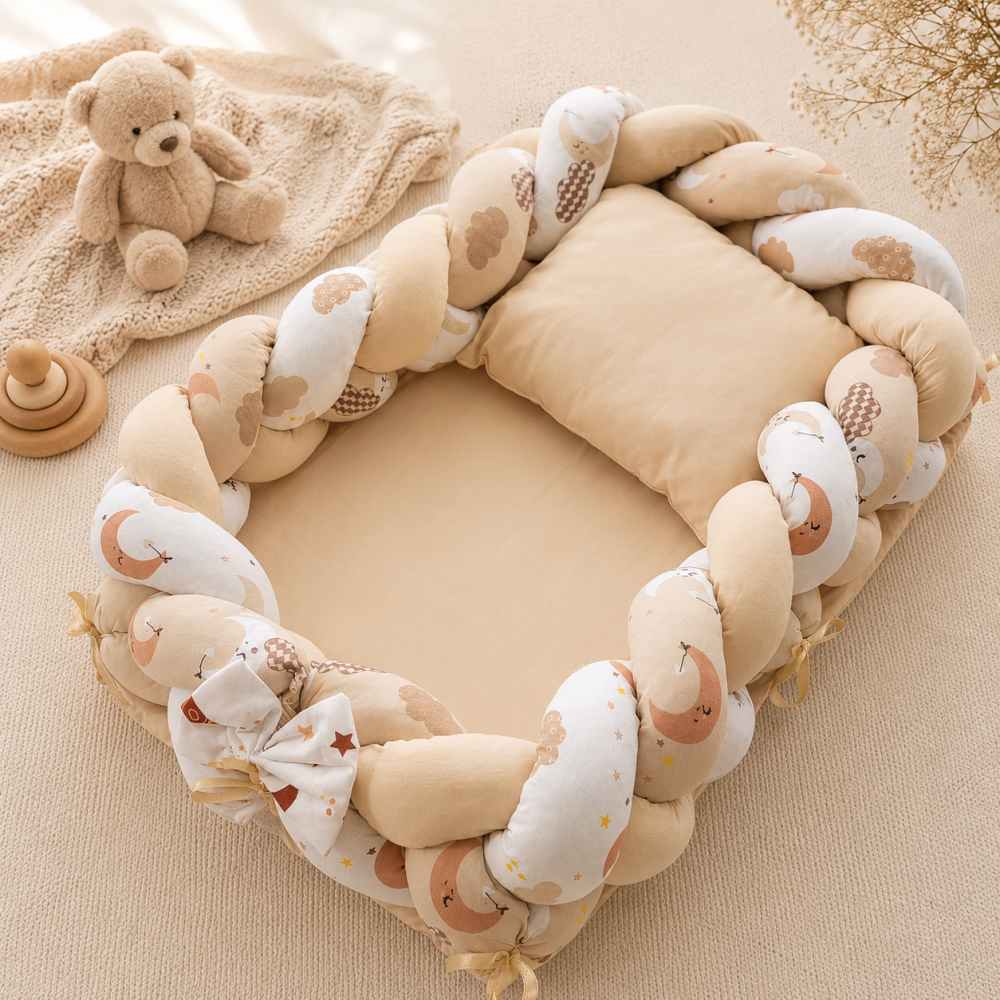 Baby nest cocon crem cu perna si saltea 80x52 cm [3]
