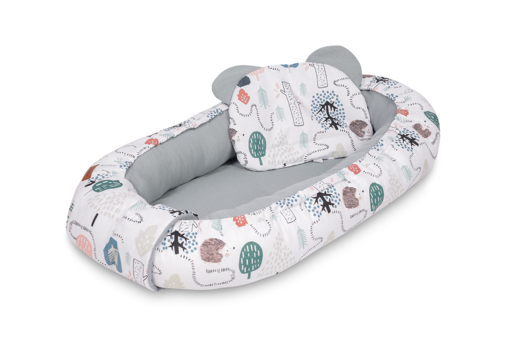 Baby Nest Muslin Emerald Hedgehog 80x45 cm cu Perna [2]